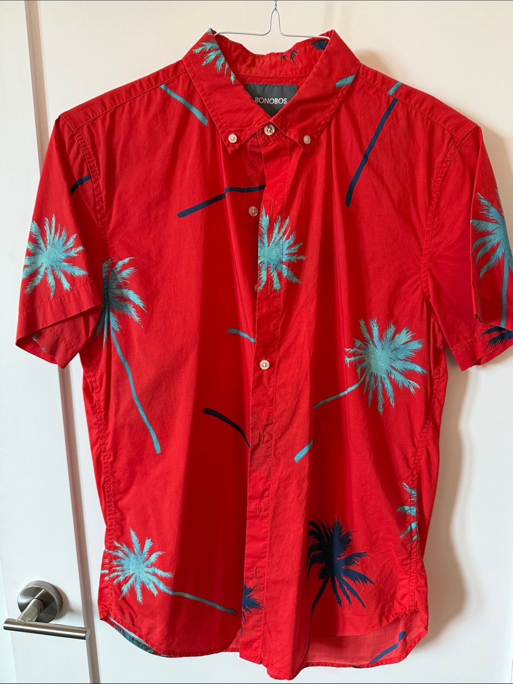 Bonobos Red/Orange Short-Sleeve Palm-Print Button-Down Shirt
